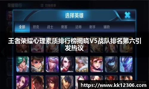 王者荣耀心理素质排行榜揭晓V5战队排名第六引发热议